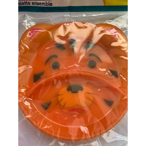 New Angel Of Mine Hard Plastic Orange Tiger Pack of 2 Kids Divided Plate - Picture 3 of 3